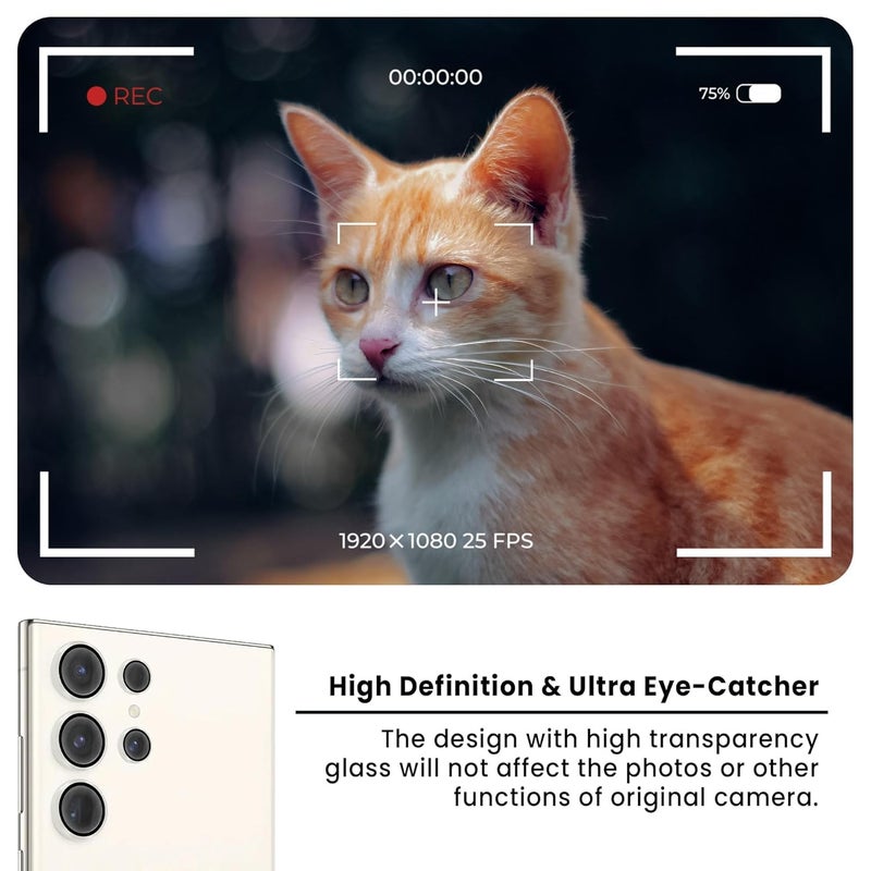 FIRST MART Camera Lens Protector for Samsung Galaxy S23 Ultra (6.8 Inches) Tough HD Individual Aluminum Alloy Lens Rings Cover, Scratch Resistant, Thin Lens Protection| Silver, 1 Pack - Image 3