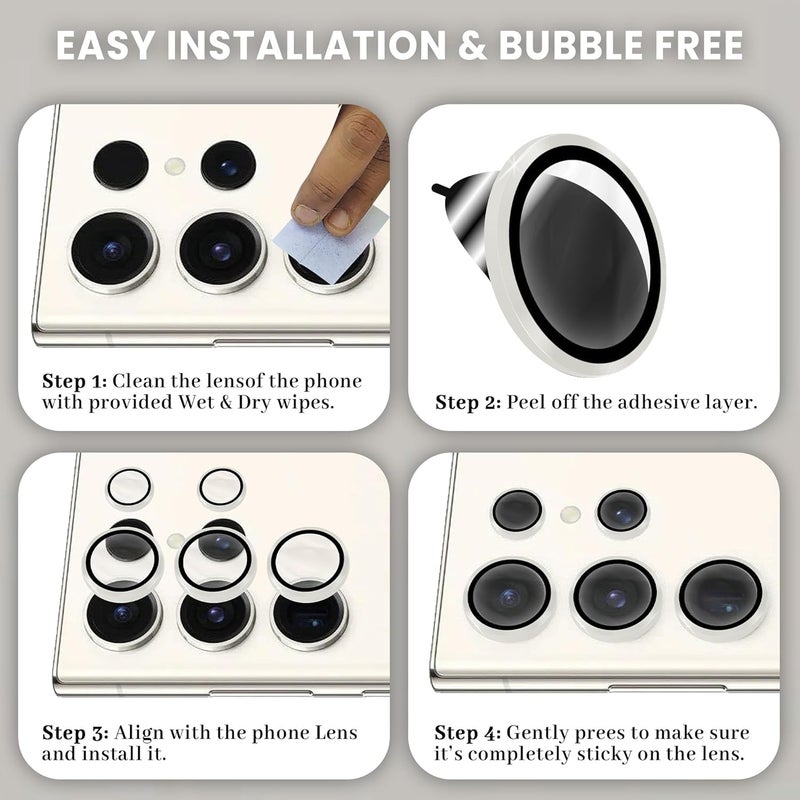 FIRST MART Camera Lens Protector for Samsung Galaxy S23 Ultra (6.8 Inches) Tough HD Individual Aluminum Alloy Lens Rings Cover, Scratch Resistant, Thin Lens Protection| Silver, 1 Pack - Image 4