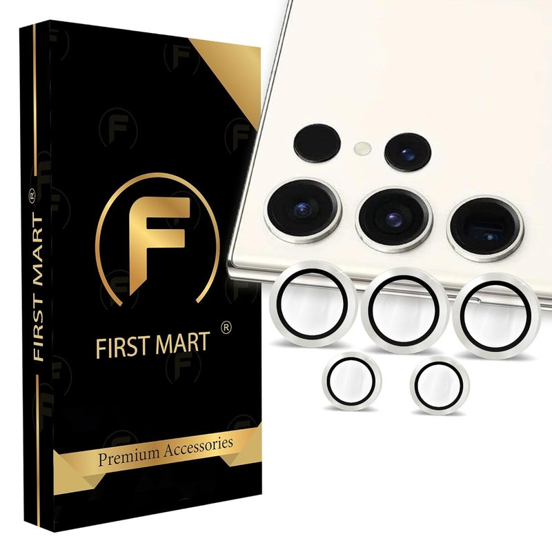 FIRST MART Camera Lens Protector for Samsung Galaxy S23 Ultra (6.8 Inches) Tough HD Individual Aluminum Alloy Lens Rings Cover, Scratch Resistant, Thin Lens Protection| Silver, 1 Pack - Image 1