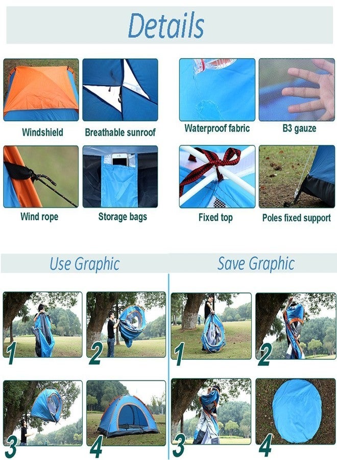 Jukusa Polyester Picnic Hiking Camping Portable Waterproof Dome Tent With Bag For 2 Person Small (Multicolor) - Image 5