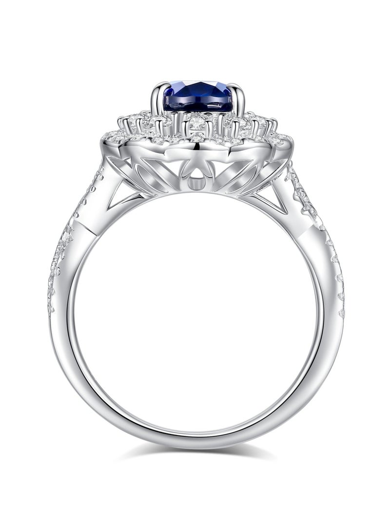 غَيْرُ مَألُوف خاتم أنيق من الياقوت الأزرق المزروع في المختبر بوزن 2 قيراط - Image 3