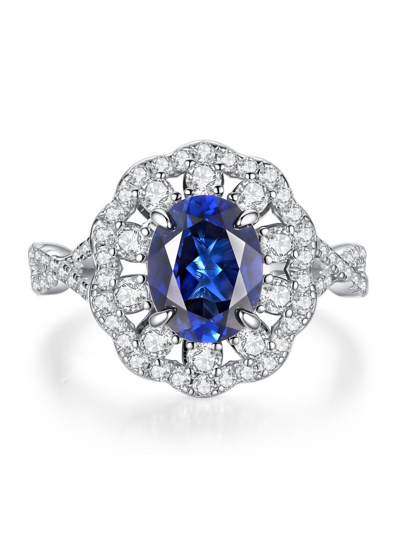 غَيْرُ مَألُوف خاتم أنيق من الياقوت الأزرق المزروع في المختبر بوزن 2 قيراط - Image 2