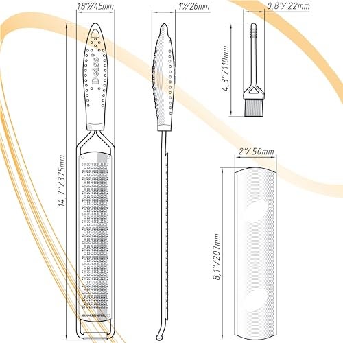 Deiss PRO Lemon Zester & Heavy Duty Cheese Grater & Vegetable Grater — Parmesan Cheese, Lemon, Garlic, Nutmeg, Chocolate, Fruits, Vegetables, Ginger Grater - Stainless Steel Cheese Shredder - Black - Image 2