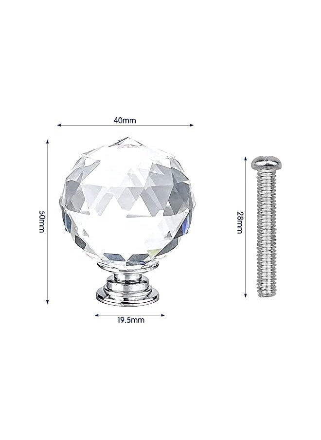 PROMASS promass Round Crystal Glass and Chrome Door Knobs Set, Vintage, Shabby Chic, Interior Furniture, Kitchen Bathroom Bedroom Accessories, Cabinet Cupboard Drawers Pulls Handles, 40mm (6-Pack)  - Image 2