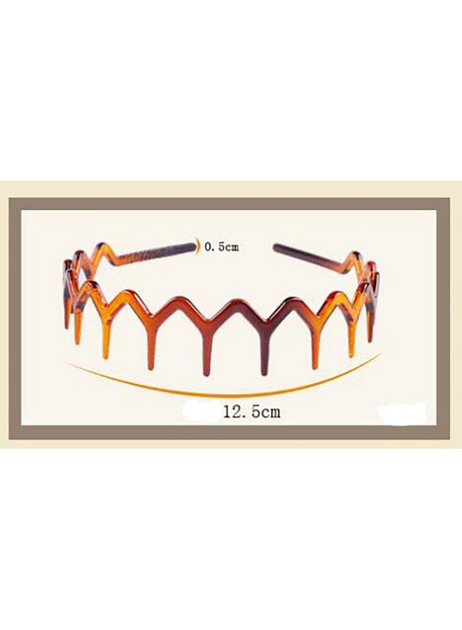 Fodattm 2Pcs Women Sharks Tooth Plastic Headband Hair Comb Hair Hoop Black And Brown Highgrade Hairband Headwear (A) - Image 3