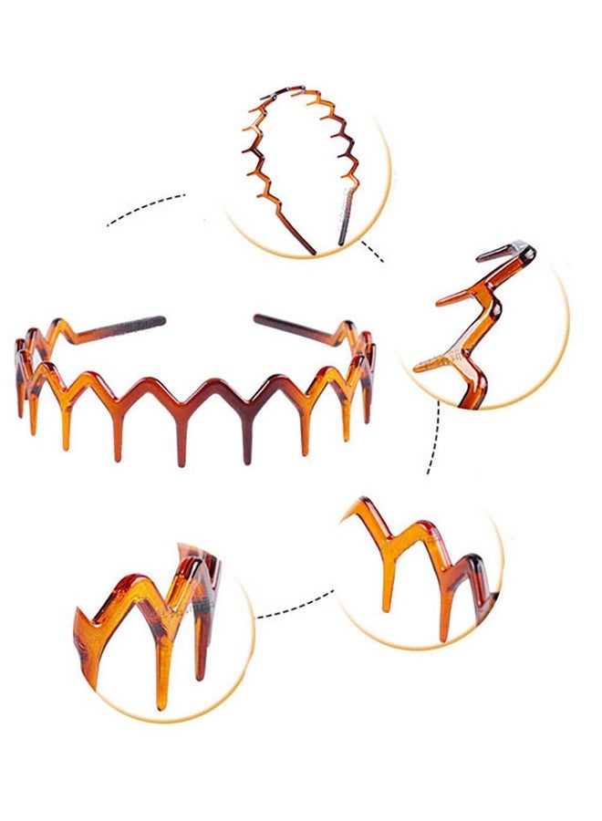Fodattm 2Pcs Women Sharks Tooth Plastic Headband Hair Comb Hair Hoop Black And Brown Highgrade Hairband Headwear (A) - Image 2