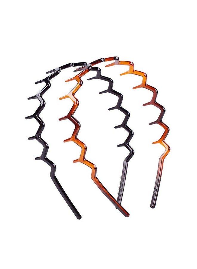 Fodattm 2Pcs Women Sharks Tooth Plastic Headband Hair Comb Hair Hoop Black And Brown Highgrade Hairband Headwear (A) - Image 4