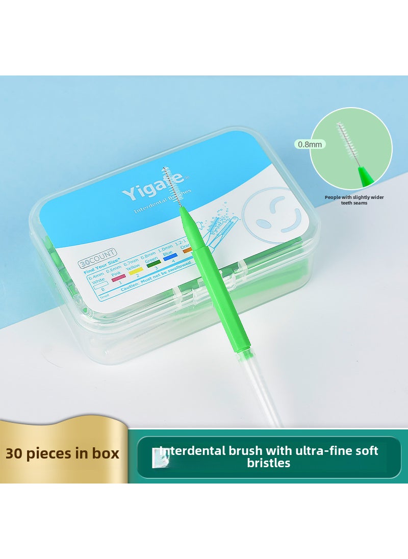 Generic Orthodontic I-Shape Dental Floss Brushes 30-Pack for Kids  Adults 0.8mm Green 