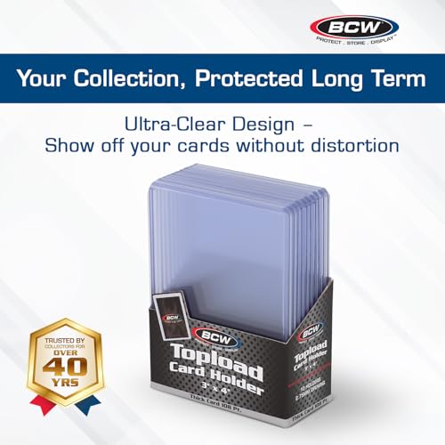 BCW 108 PT Thick Card Topload Holder Pack of 1 Durable Rigid PVC Toploader Toploaders for Memorabilia Jersey Patch and Relic Cards - Image 5
