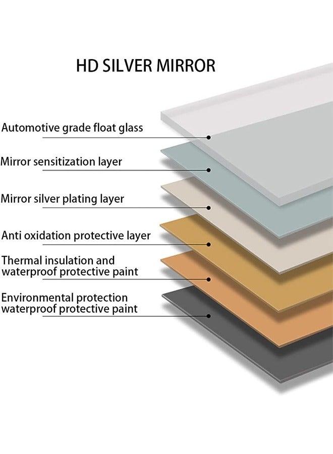 JCB CHIC مرآة حمام مرآة حائط مربعة الشكل لمرآة الحائط مع إطار من سبائك الألومنيوم لغرفة نوم الحمام مثبتة على الحائط (70 * 70 سم) - Image 2