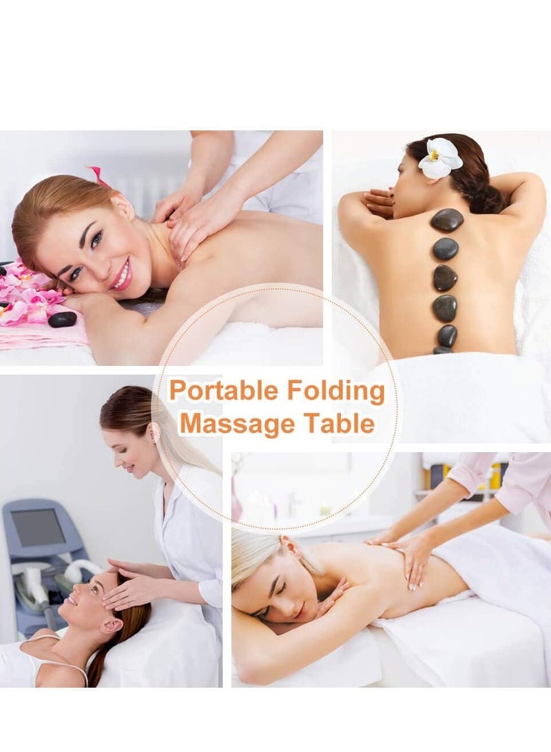 Portable Massage Table Massage Bed Folding 84 Inch Height Adjustable 2 Fold Lash Bed with Carry Case PU Leather Professional Spa Salon Tattoo Facial Bed with Face Cradle, Hold Up to 450Lbs, Brown