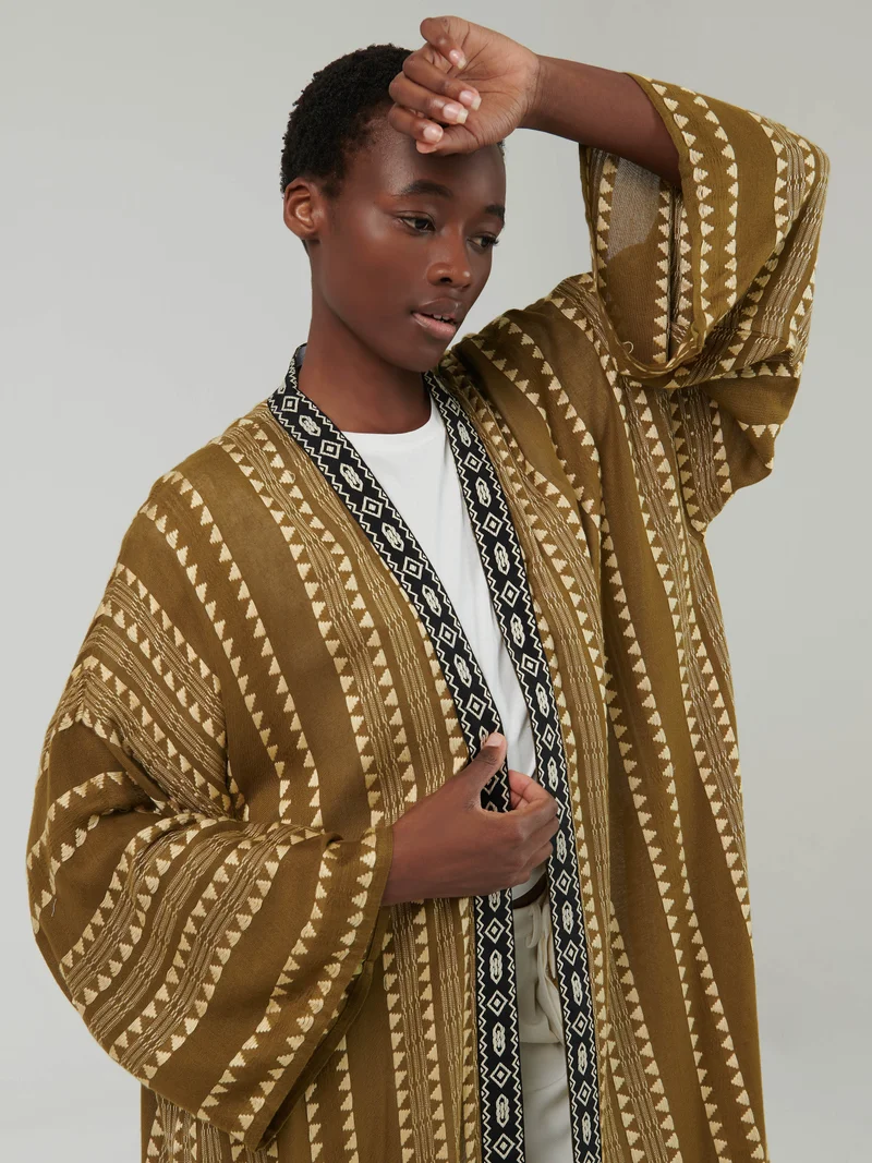leem Geometric Jacquard Abaya
