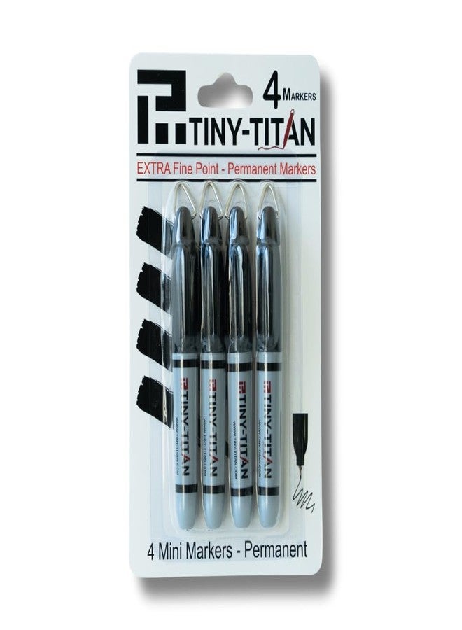 Tiny-Titan Mini Markers, EXTRA Fine Point - Permanent Ink - Metal Tip - Keychain Clip, Golf Ball Marker, Clip On Nurse's Badge - Black Ink - EXTRA Fine Point - 4 Pens - Image 2