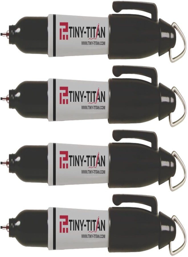 Tiny-Titan Mini Markers, EXTRA Fine Point - Permanent Ink - Metal Tip - Keychain Clip, Golf Ball Marker, Clip On Nurse's Badge - Black Ink - EXTRA Fine Point - 4 Pens - Image 1