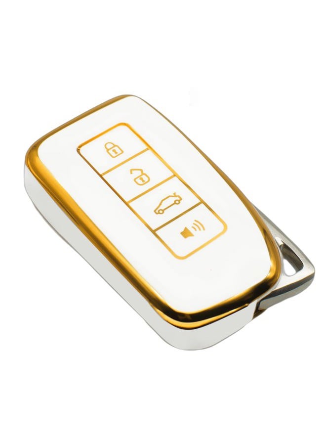 FEYOUN Key Fob Cover Compatible with Lexus RX ES GS LS NX RS GX LX RC LC is Smart 4 Buttons TPU Remote Keyless Key Fob Case Protection Shell Accessories, White - Image 1