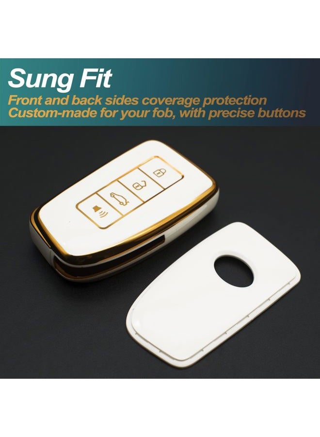 FEYOUN Key Fob Cover Compatible with Lexus RX ES GS LS NX RS GX LX RC LC is Smart 4 Buttons TPU Remote Keyless Key Fob Case Protection Shell Accessories, White - Image 3