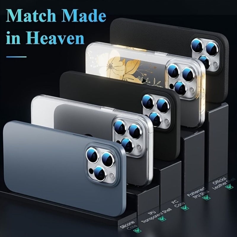 8 Pro Max 17 Pro 17 واقي عدسة الكاميرا 8 قطع زجاج مقسى ذهبي مضاد للكسر عالي الوضوح - Image 2