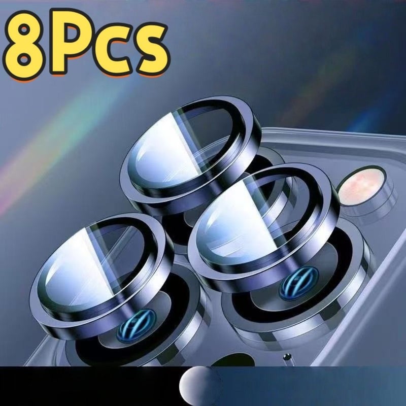 8 Pro Max 17 Pro 17 واقي عدسة الكاميرا 8 قطع زجاج مقسى ذهبي مضاد للكسر عالي الوضوح - Image 1