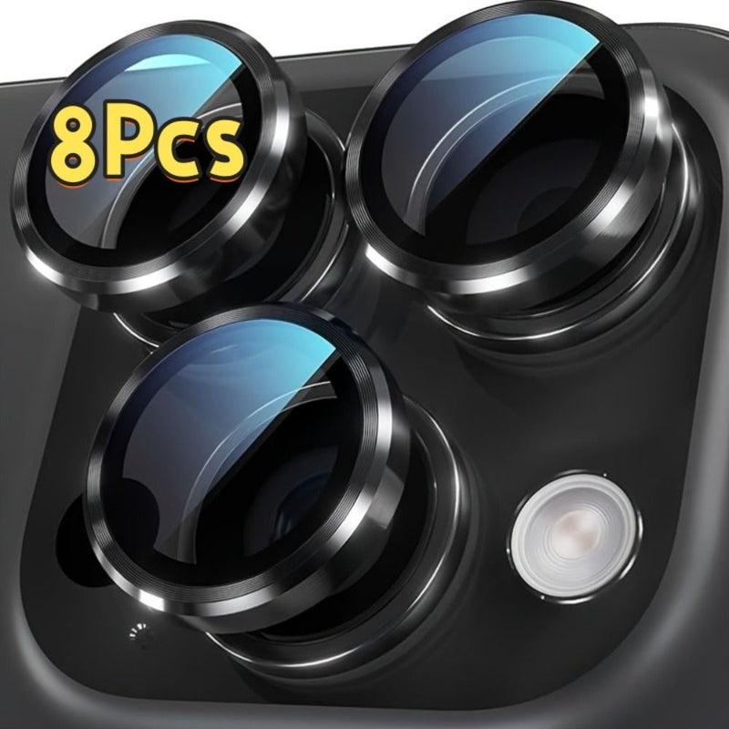 8 Pro Max 17 Pro 17 واقي عدسة الكاميرا 8 قطع زجاج مقسى ذهبي مضاد للكسر عالي الوضوح - Image 4