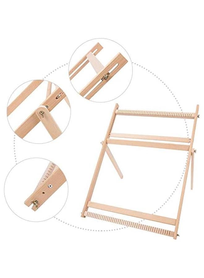 Weaving Kit, 70x50x3cm Wooden Adjustable Multi-Craft Hand Knitting Machine Blanket Scarf DIY Sewing Machine Weaving Frame DIY Woven Tool Set for Beginners Kids Intellectual Toy  - Image 4
