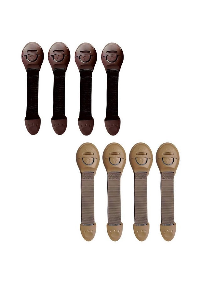 KidDough - Furniture Safety Locks For Kids - Pack Of 4 Beige + 4 Brown Locks, Child Safety Locks For Drawers, Cabinets, Fridge, Cupboard Lock, Strong And Adhesive Safety Locks - Image 1