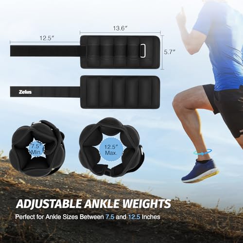 ZELUS 1 Pair Adjustable Ankle Weights, 2 4 6 8 10 lb Modularized Leg Weight Straps for Women Men, Weighted Ankle Weight Set with Reflective Strip, 1-5 lb per Ankle Strap for Gym Yoga Jogging Walking - Image 2