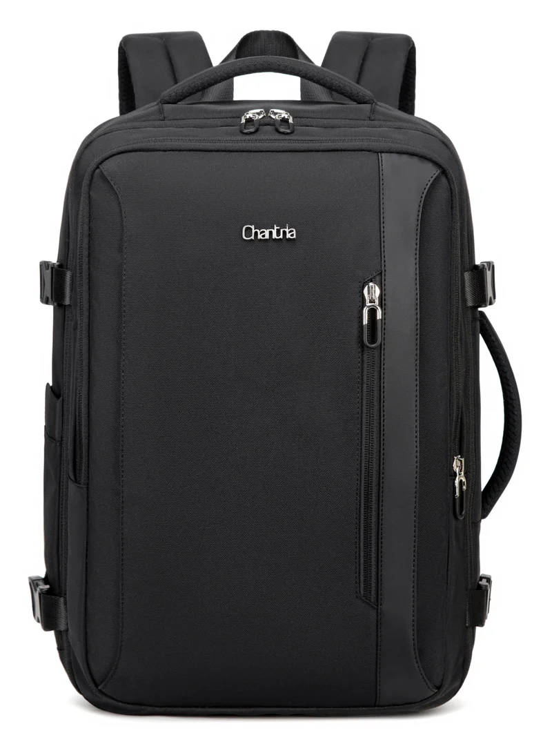 شانتريا حقيبة ظهر لاب توب قابلة للتوسيع للنساء مقاومة للماء متعددة الوظائف مضادة للسرقة بفتحة  درجة وجيب مقاوم للماء - أسود