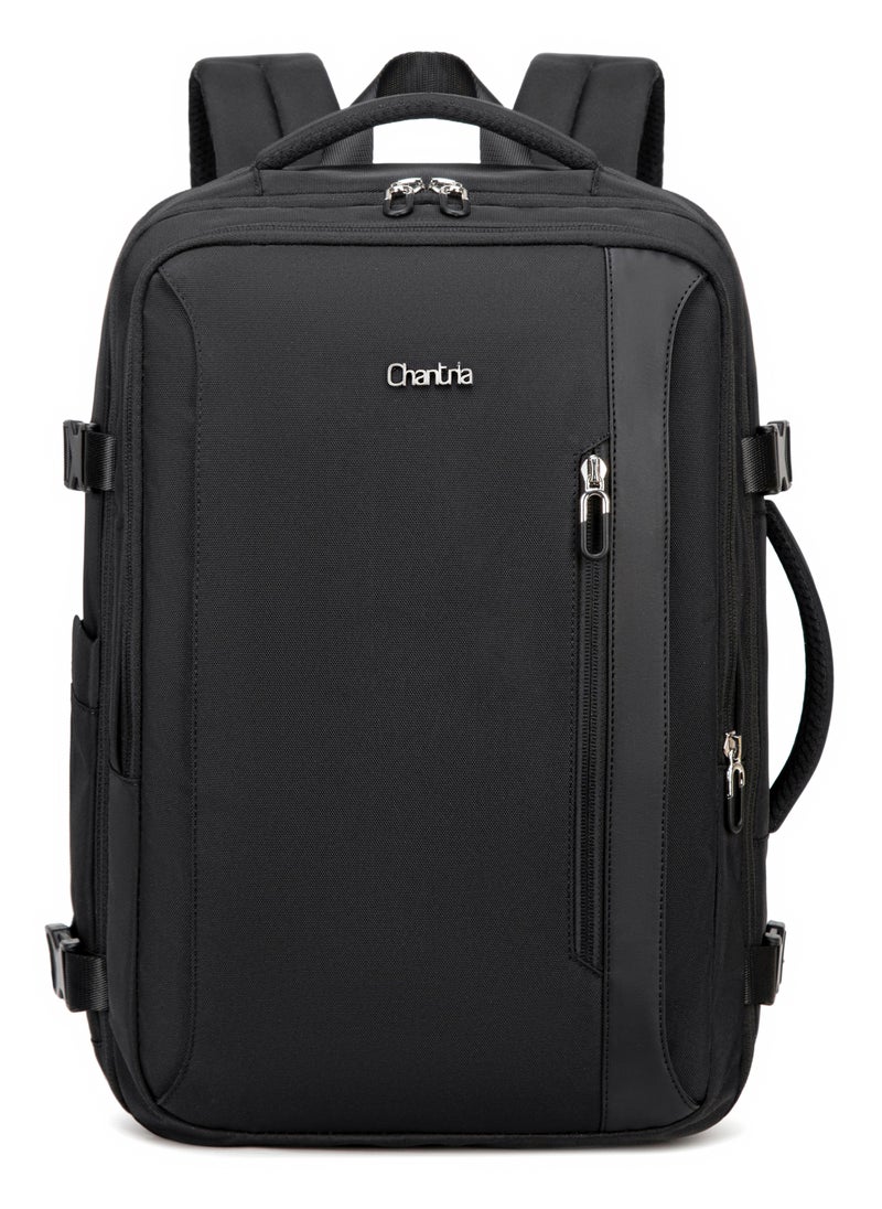 Chantria Expandable Laptop Backpack for Women Water Resistant Multifunctional Anti-Theft Backpack with 180° Opening and Water-Proof Compartment, CB00617- Black  - Image 1