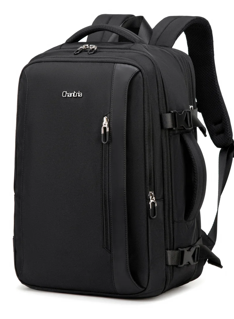 شانتريا حقيبة ظهر لاب توب قابلة للتوسيع للنساء مقاومة للماء متعددة الوظائف مضادة للسرقة بفتحة  درجة وجيب مقاوم للماء - أسود
