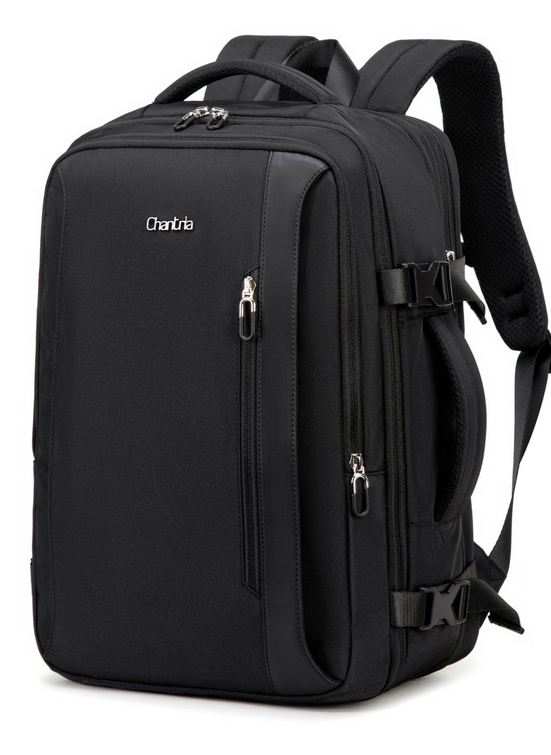 Chantria Expandable Laptop Backpack for Women Water Resistant Multifunctional Anti-Theft Backpack with 180° Opening and Water-Proof Compartment, CB00617- Black  - Image 2