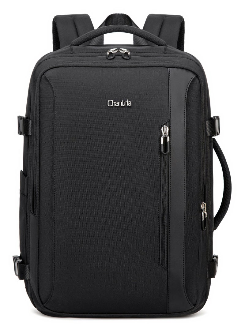 Chantria Expandable Laptop Backpack for Women Water Resistant Multifunctional Anti-Theft Backpack with 180Â° Opening and Water-Proof Compartment, CB00617, Black - Image 1
