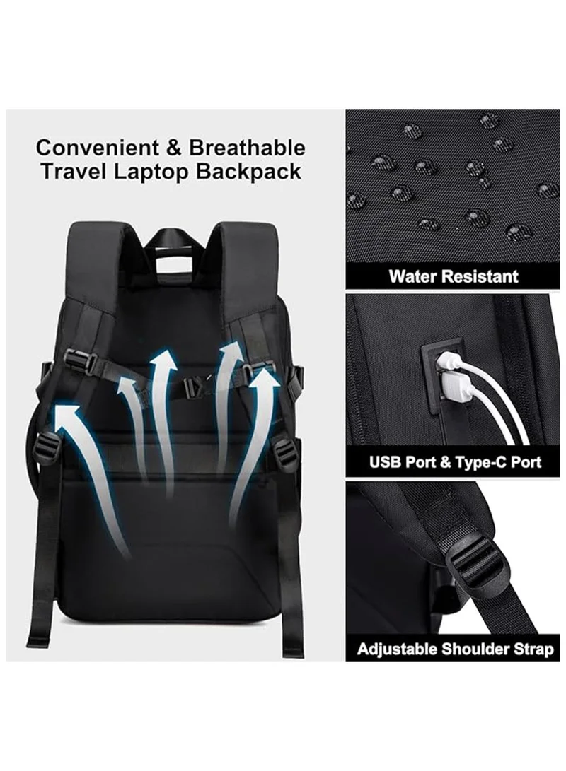 Chantria Black Expandable Laptop Backpack for Women Water Resistant Multifunctional Anti-Theft Backpack with 180Â° Opening and Water-Proof Compartment, CB00617, Black for Women | Best Price UAE