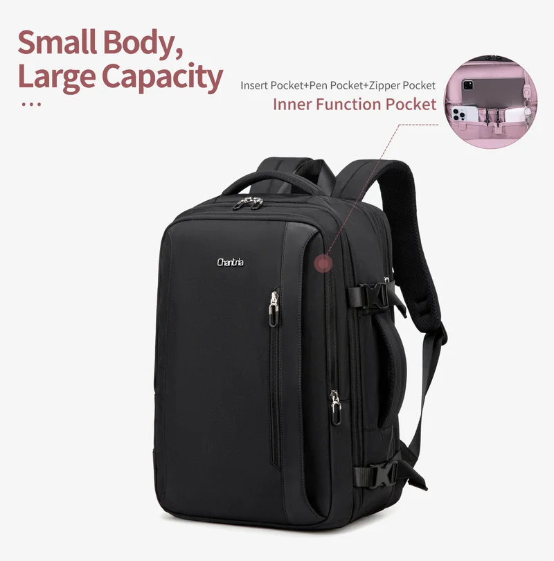 Chantria Black Expandable Laptop Backpack for Women Water Resistant Multifunctional Anti-Theft Backpack with 180Â° Opening and Water-Proof Compartment, CB00617, Black for Women | Best Price UAE