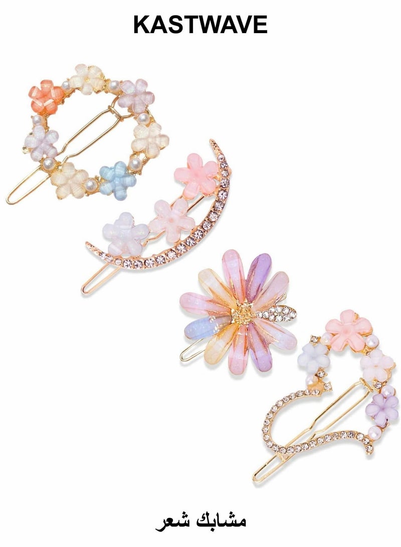 كاست ويف مشابك شعر مرصعة بأحجار الراين، مشابك شعر مصنوعة يدويًا - Image 1