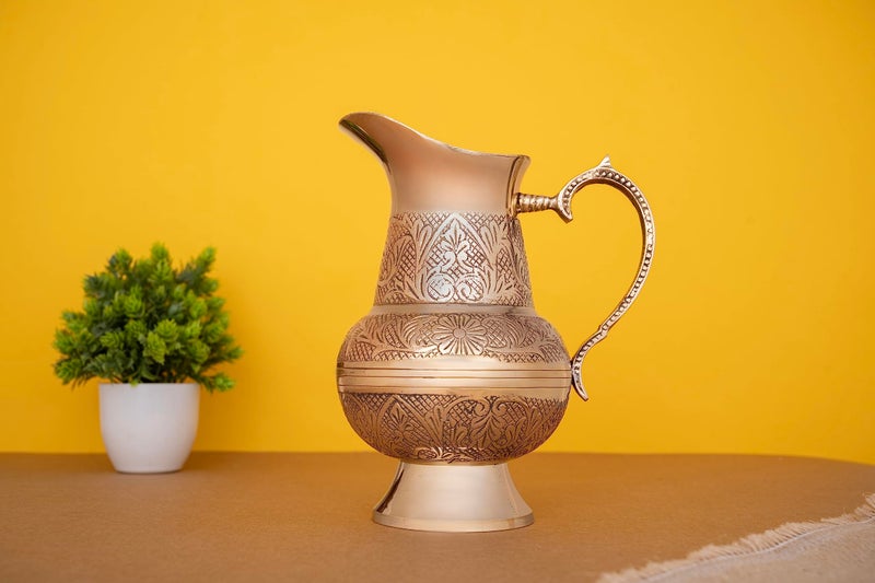 1 Litre Brass Diamond Water Jug Jug (Brass)  - Image 1