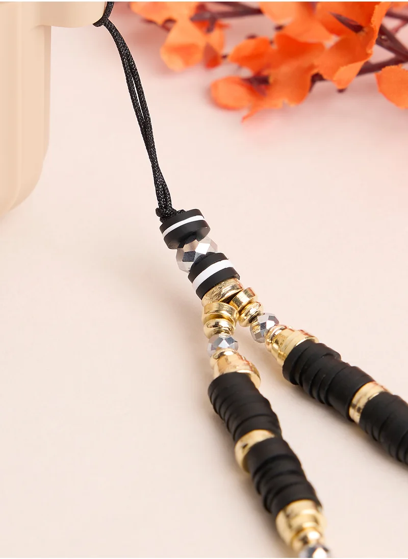 COCONUT LANE Black And Gold Phone Strap