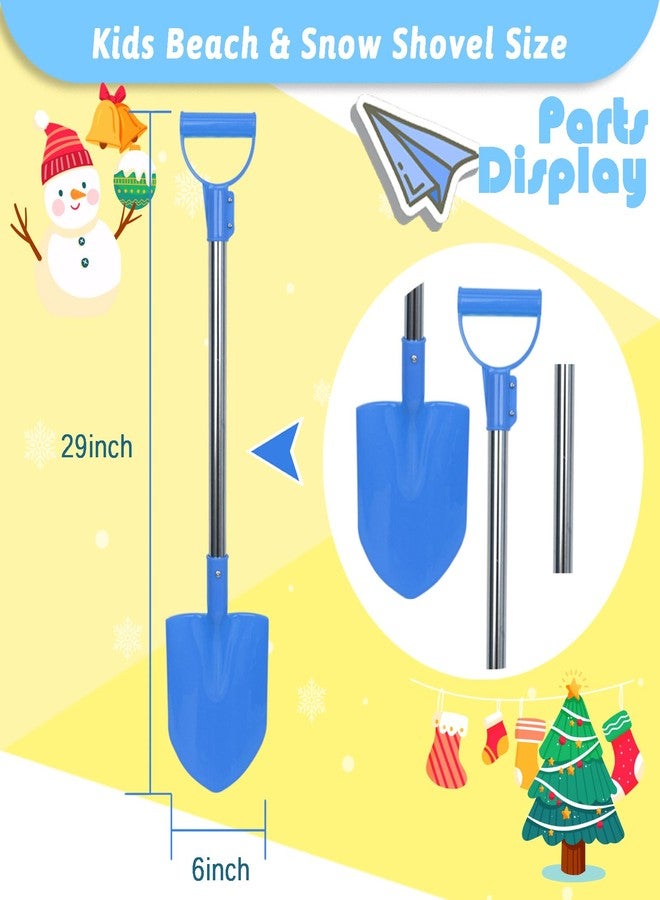 Frebuta Beach Shovels for Kids,3PC 29Inch Beach Sand Shovels Toys for Digging Heavy Duty Stainless Steels with D-Grip Handle Sturdy Scoop Seaside Kids Tool Lightweight Gift Set（Blue Red Yellow） - Image 2