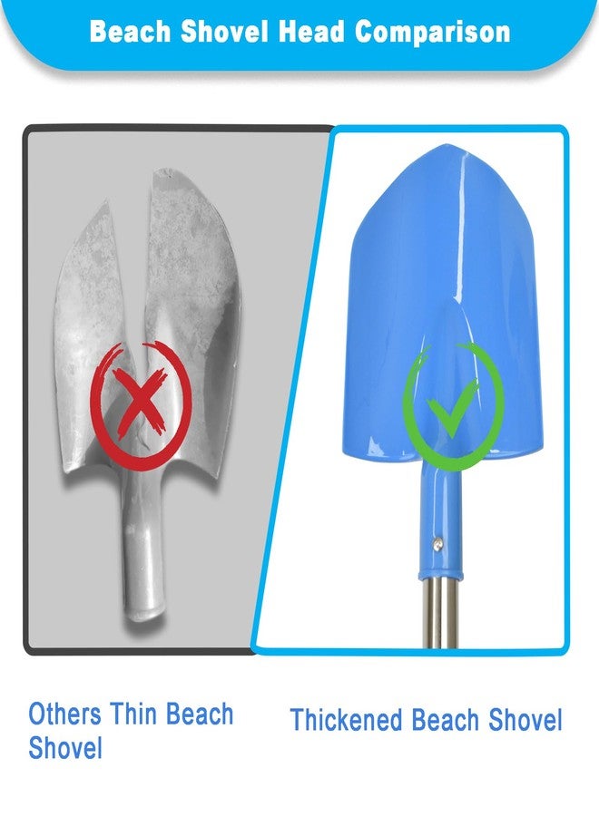 Frebuta Beach Shovels for Kids,3PC 29Inch Beach Sand Shovels Toys for Digging Heavy Duty Stainless Steels with D-Grip Handle Sturdy Scoop Seaside Kids Tool Lightweight Gift Set（Blue Red Yellow） - Image 4