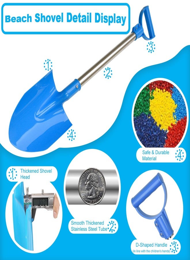 Frebuta Beach Shovels for Kids,3PC 29Inch Beach Sand Shovels Toys for Digging Heavy Duty Stainless Steels with D-Grip Handle Sturdy Scoop Seaside Kids Tool Lightweight Gift Set（Blue Red Yellow） - Image 3