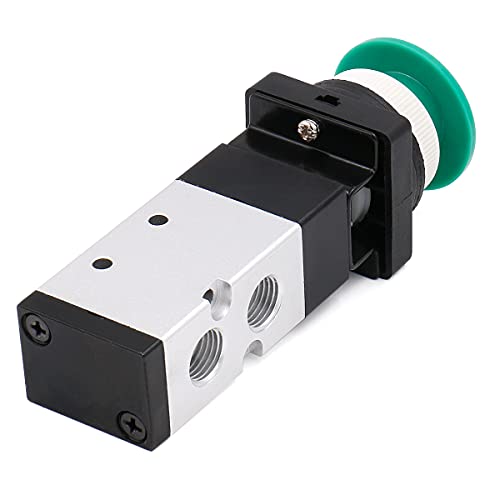 Baomain Pneumatic Mechanical Valve MV522PB 1/4"PT 2 Position 5 Way Momentary Green Mushroom Button Manual Control type Mechanical Valve Pneumatic Control Valve - Image 2