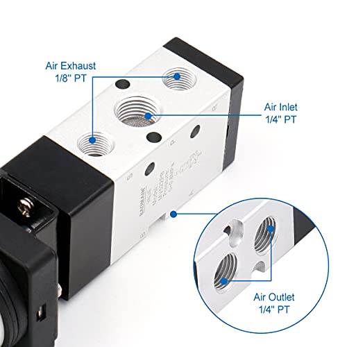 Baomain Pneumatic Mechanical Valve MV522PB 1/4"PT 2 Position 5 Way Momentary Green Mushroom Button Manual Control type Mechanical Valve Pneumatic Control Valve - Image 5