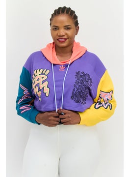 Women Plus Size Outdoor Hoodie, Purple Combo
