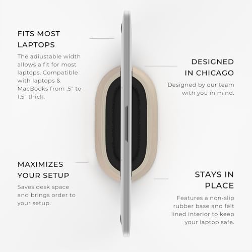 HumanCentric Vertical Laptop Stand in Maple Wood, Upright Adjustable Holder and Dock, Laptop Vertical Stand Fits MacBook Pro and Other Laptops .5" to 1.5", Clamshell Compatible - Image 3