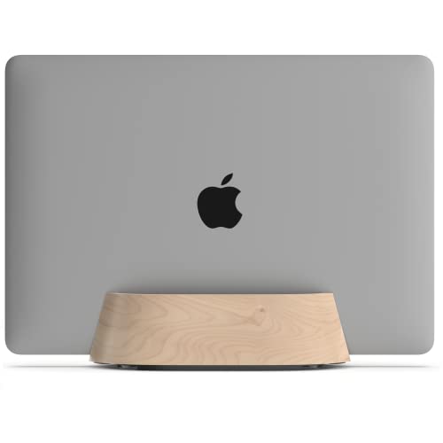 HumanCentric Vertical Laptop Stand in Maple Wood, Upright Adjustable Holder and Dock, Laptop Vertical Stand Fits MacBook Pro and Other Laptops .5" to 1.5", Clamshell Compatible - Image 1