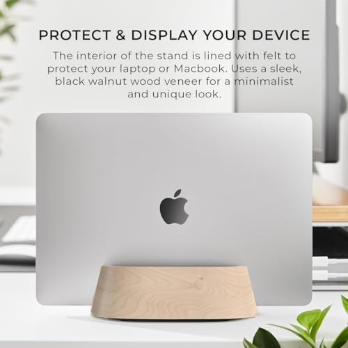 HumanCentric Vertical Laptop Stand in Maple Wood, Upright Adjustable Holder and Dock, Laptop Vertical Stand Fits MacBook Pro and Other Laptops .5" to 1.5", Clamshell Compatible - Image 4