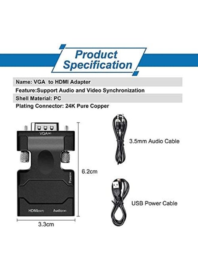 محول VGA إلى HDMI - أسود - Image 3