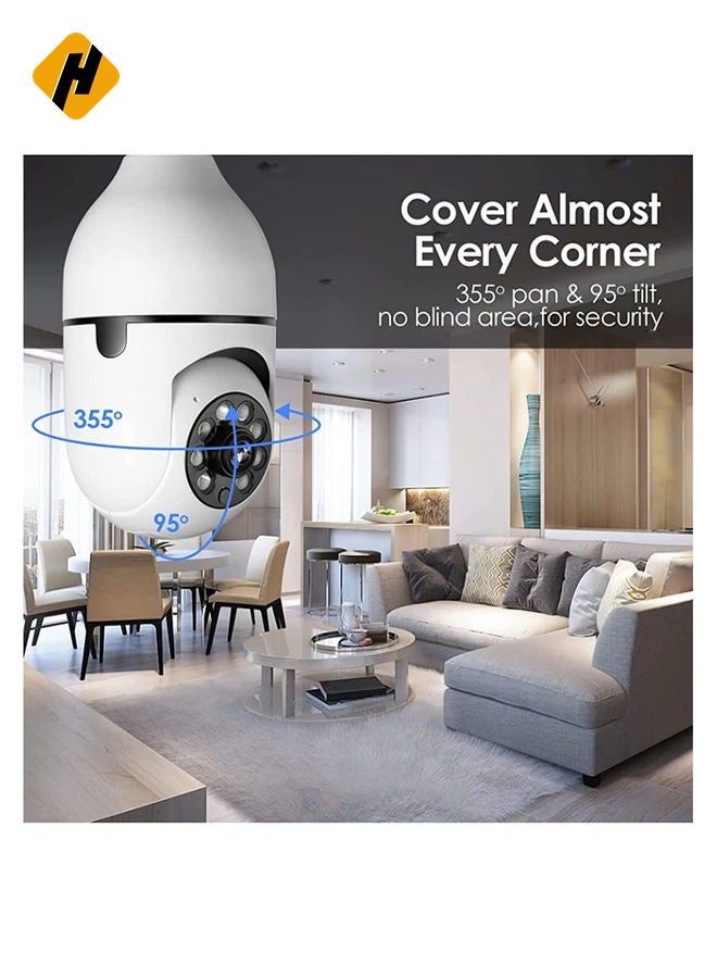 HuHa Pan Tilt Security Light Camera V380 130W dpi Smart Wireless WIFI Full Color Bulb Camera 2.4Ghz 360 Degree E27 Panoramic IP Camer  - Image 2