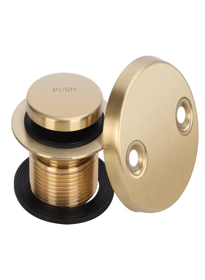 PRIMSOPH Tip-Toe Tub Drain Trim Kit with Two Hole Overflow Faceplate Conversion Kit Assembly Universal Fine Coarse Thread Replacement Brushed Gold - Image 1