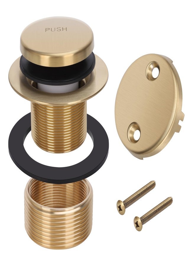 PRIMSOPH Tip-Toe Tub Drain Trim Kit with Two Hole Overflow Faceplate Conversion Kit Assembly Universal Fine Coarse Thread Replacement Brushed Gold - Image 2