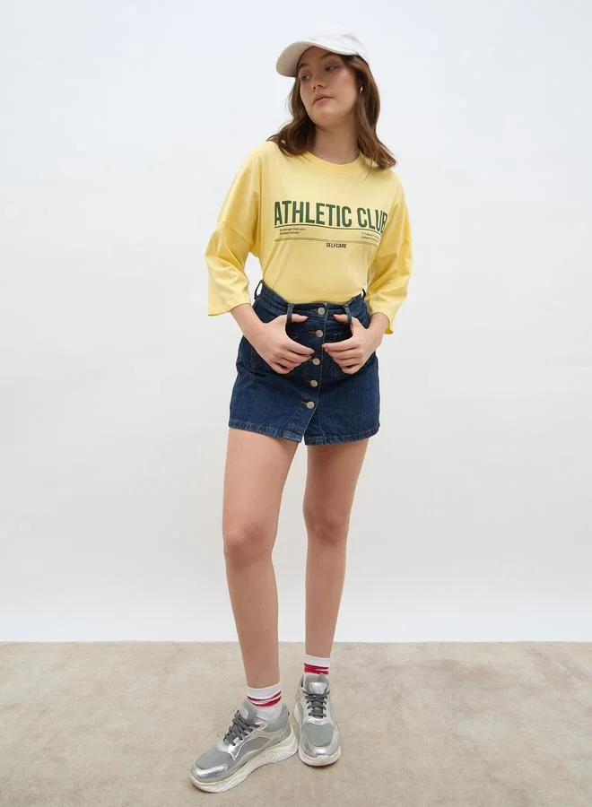 ستايلي Styli Slogan Print Oversized T-Shirt